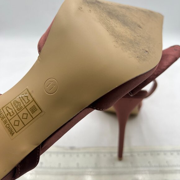 Brown Women Pointed Toe Stiletto Heels Sandals Bowtie Slip On Slingback Pumps - Picture 5 of 7